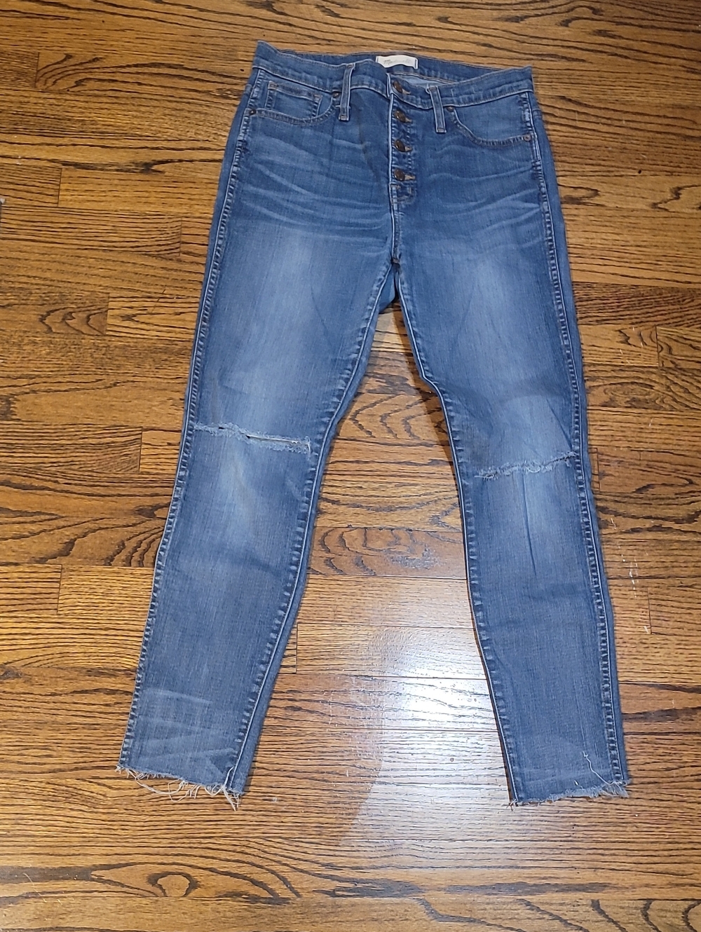 Madewell Button-Fly Skinny Jeans in Faded Blue